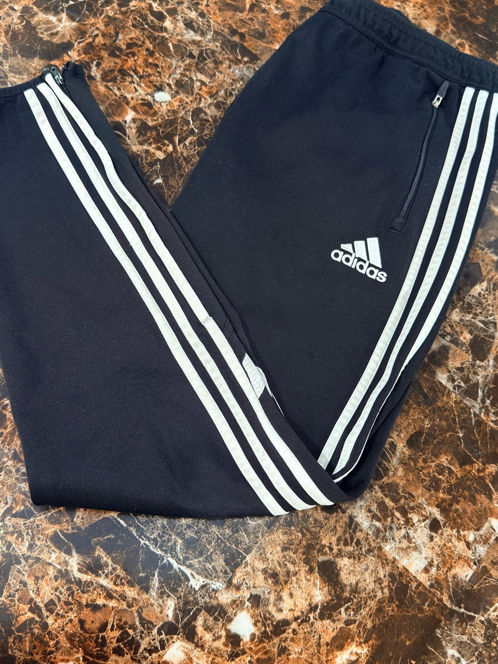 adidas Black Joggers with White Stripes and Logo